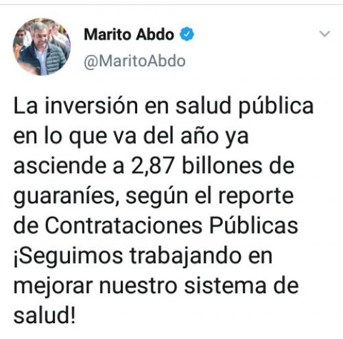 Presidente alardea de inversión de  G. 2,87 billones en el sistema de salud