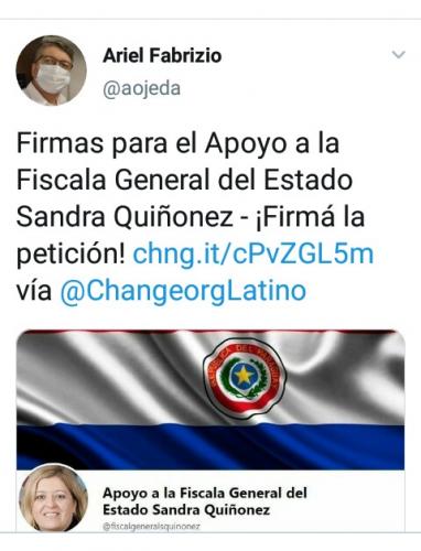 Sandra Quiñónez se escuda en cartistas y promueven campaña de firmas